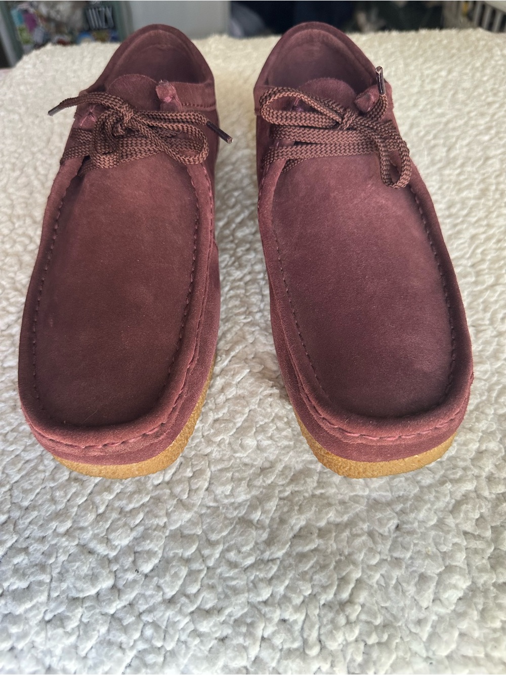 Clarks Originals Men's Wallabee Burgundy Suede Moccasins Loafers Size 12M